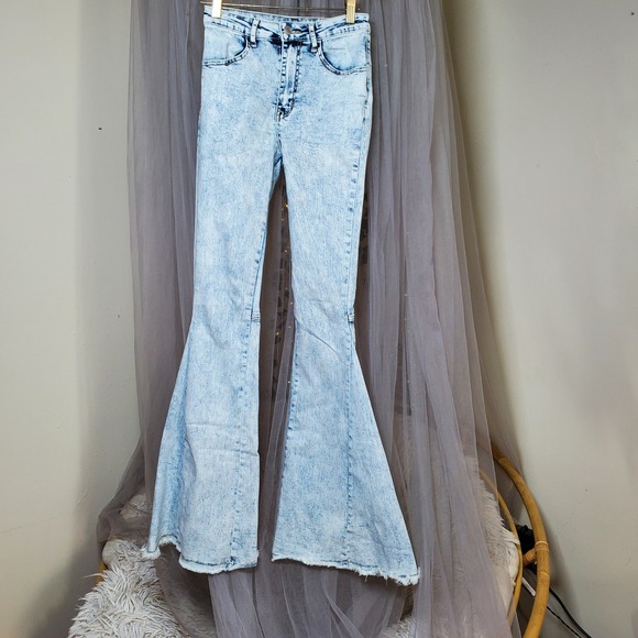 Altard State Self Jeans Flare Bell Bottom Pants Boho Light Wash Hippie Retro Y2K - Picture 4 of 8